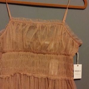 Forever 21 mesh overlay dress dusty pink